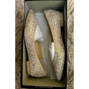 Betsey Johnson Nude Satin Sparkle Flat w/ small heel